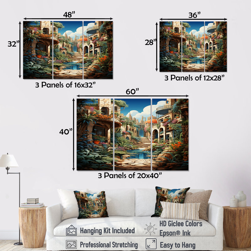 Mignardise - ensemble de reproductions d'art mural City Buildings, H 28 po x l 36 po x P 1 po, Toile tendue