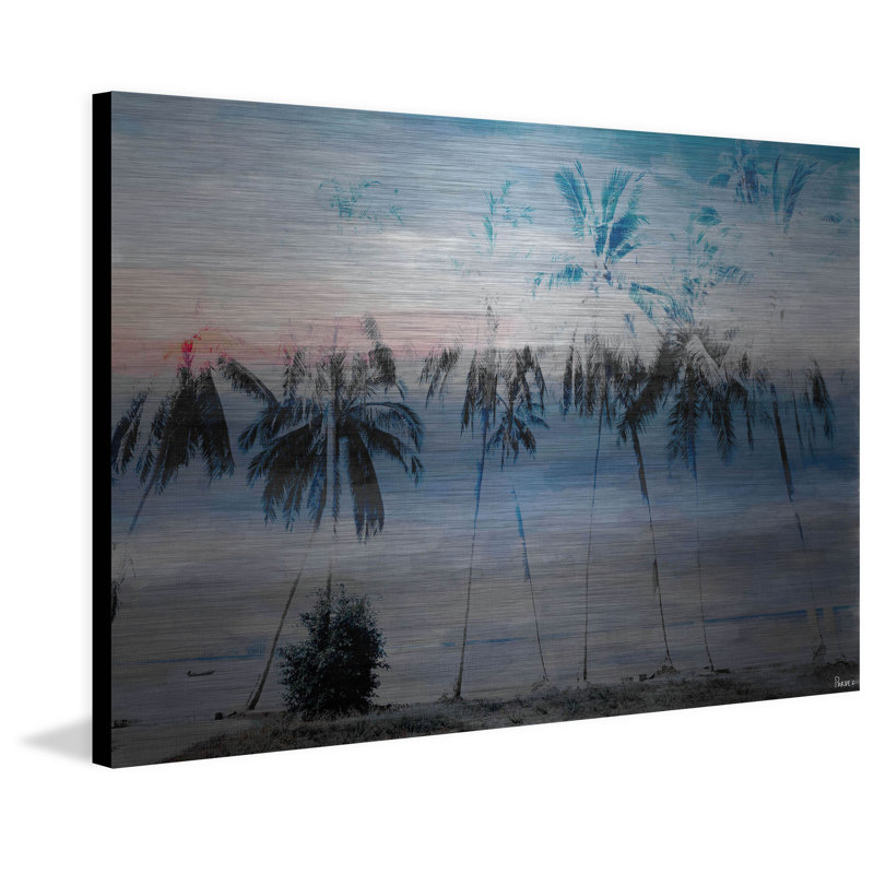 «Blue Palms» par Parvez Taj, reproduction d'art sur aluminium brossé, 40 po x 60 po