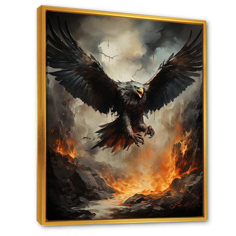 Native Thunderbird Soar Eagle sur impression sur toile, H 20 po x l 12 po x P 1 po, Cadre flottant doré