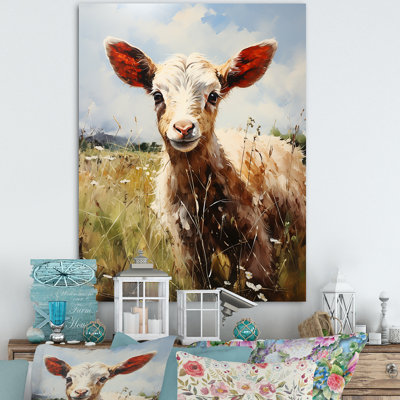 «Brown Goat Farm Meadow I», art mural animal de chèvre