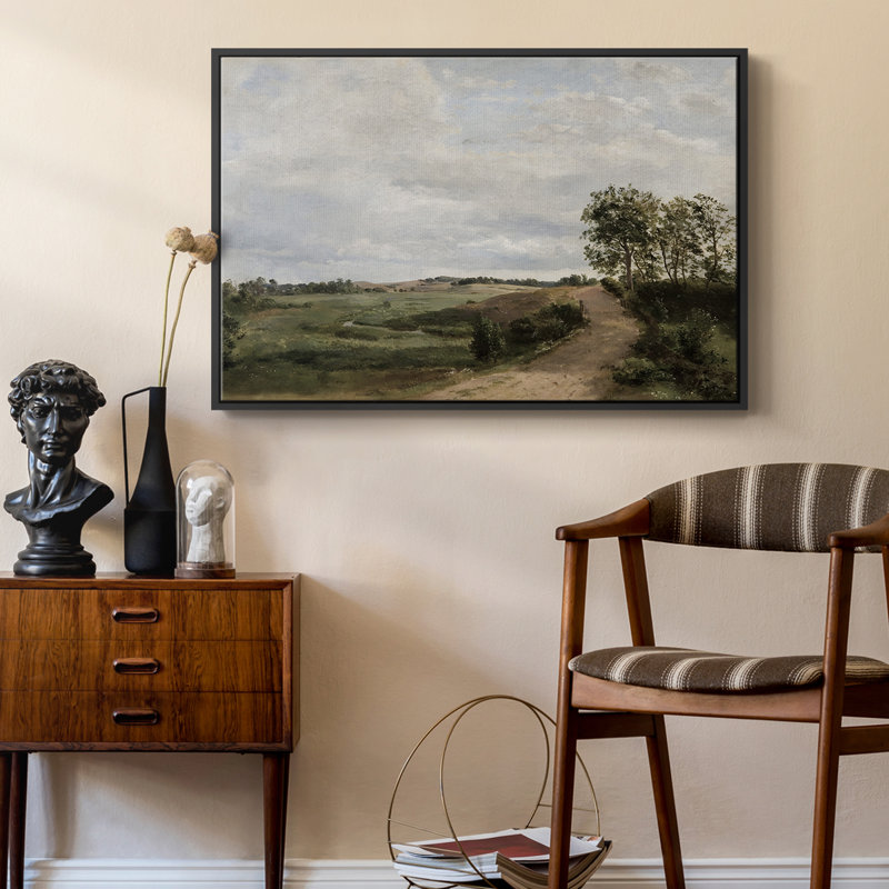 Paysage rétro - DCCLXII - reproduction sur toile flottante, Noir, H 25 po x l 37 po