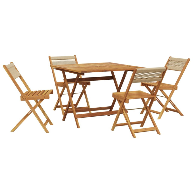 4 - Person Acacia Wood Patio Dining Set with Square Table, Beige