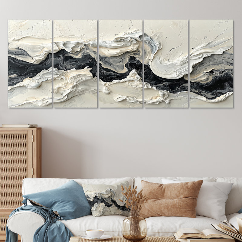 Nyima - Marble Wall Art - ensemble d'art mural moderne, H 28 po x l 60 po, 5