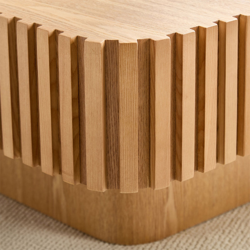 Table basse carrée moderne 35,43 pouces Handcraft, H 15,75 po x L 35,43 po x l 35,43 po, Naturel