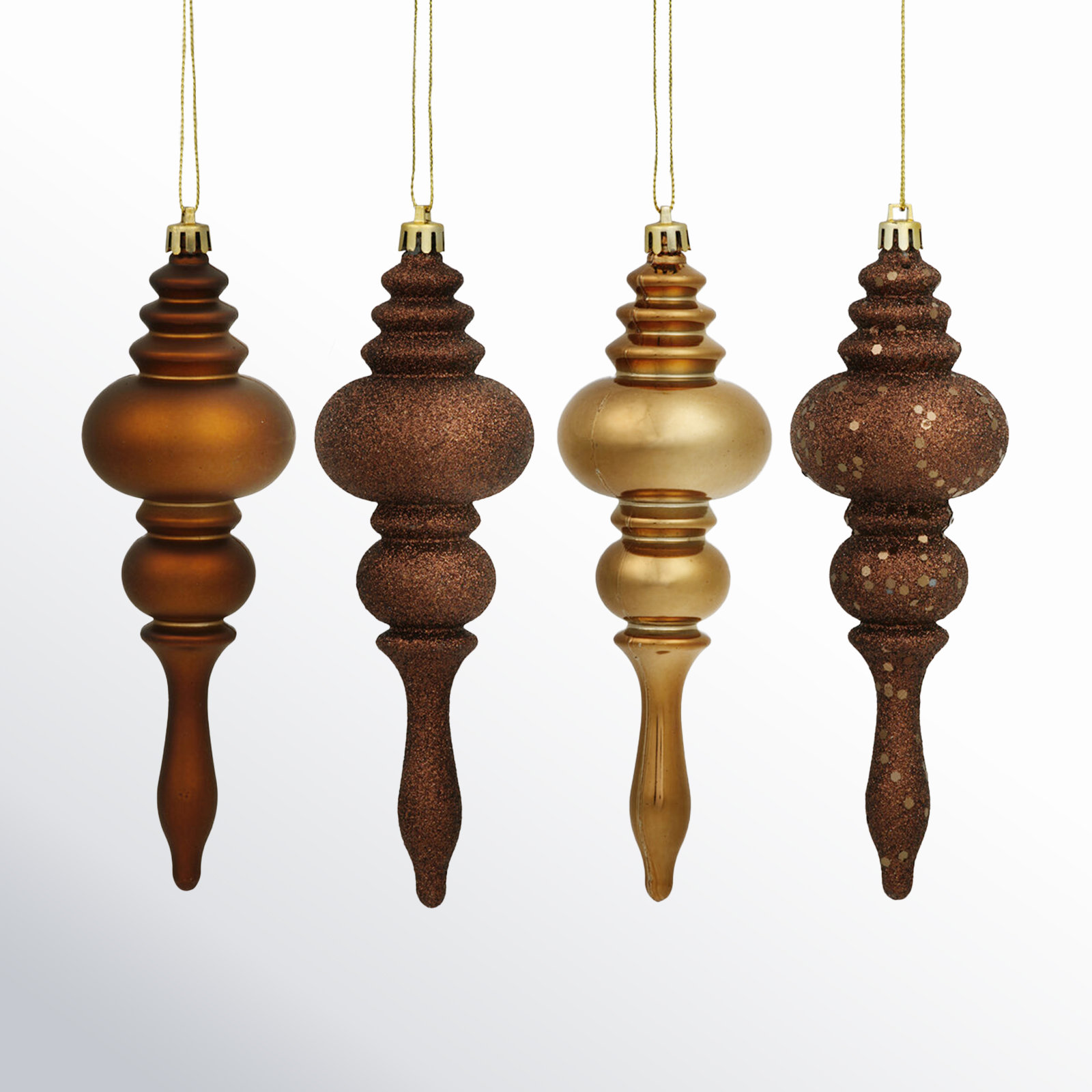7" Finial Ornament 8/Pk, Mocha Brown