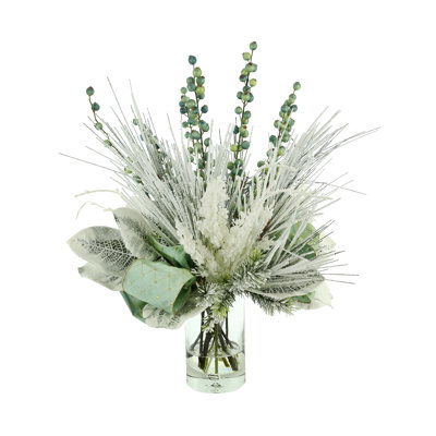 Snow Pine, Berries and Magnolia Leaves Holiday Floral