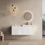Meuble-lavabo 48 po avec lavabo en résine, portes à fermeture en douceur et armoire murale, montage flottant, blanc brillant, contreplaqué