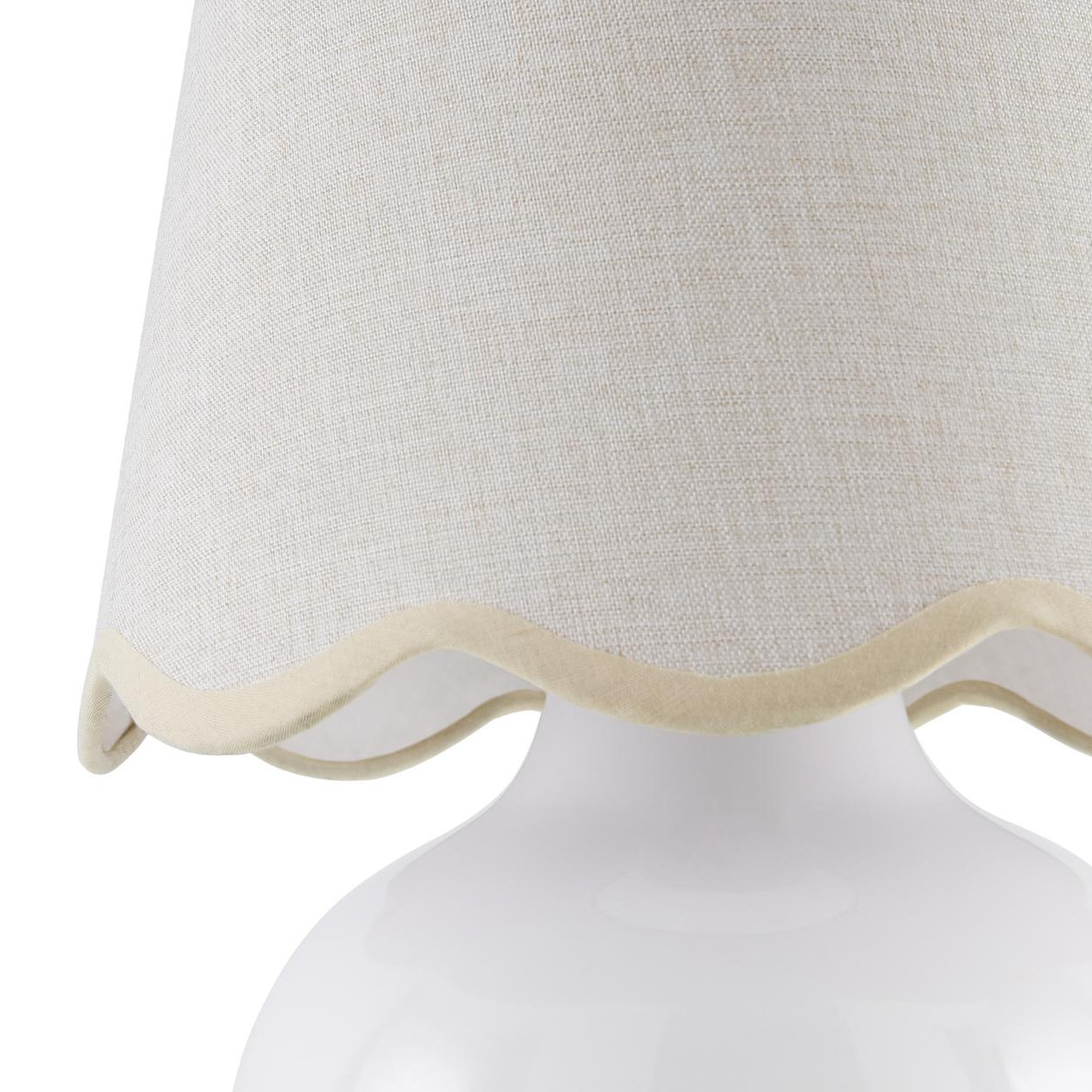 Momsen Ceramic Bedside Lamp, Cream, High Gloss White