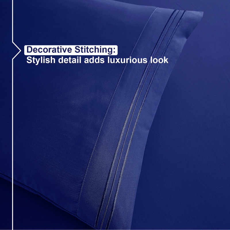 Double Brushed Hotel Luxury Sheet Set with Extra Soft Sheets & Pillowcases, Royal Blue, Twin XL