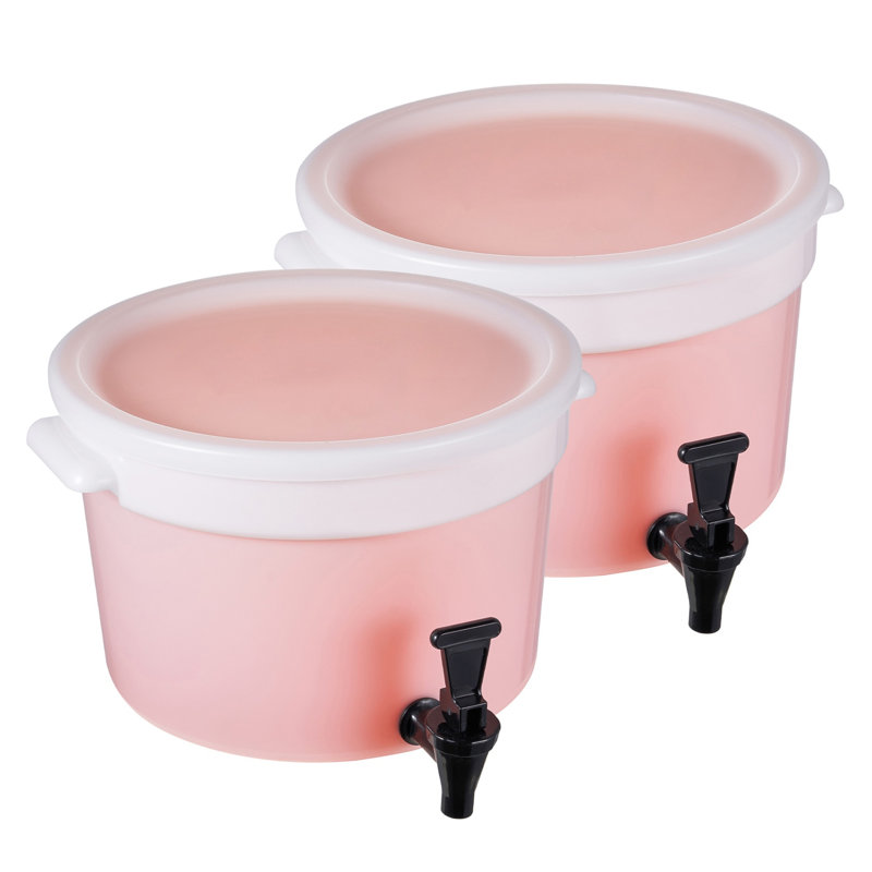 Distributeur de boisson 3 gallons rose avec robinet - contenant à l'épreuve des fuites pour thé glacé, limonade et fêtes (paquet de 2)