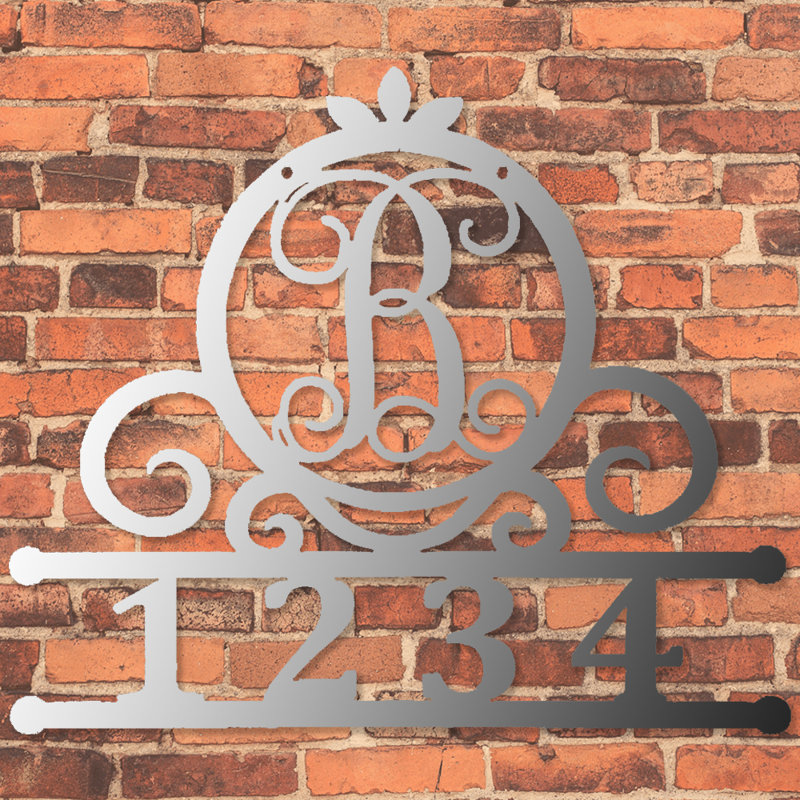 Décoration murale circulaire monogramme d'adresse 1 ligne, H 18 po x l 18 po x P 0,25 po, Noir mat