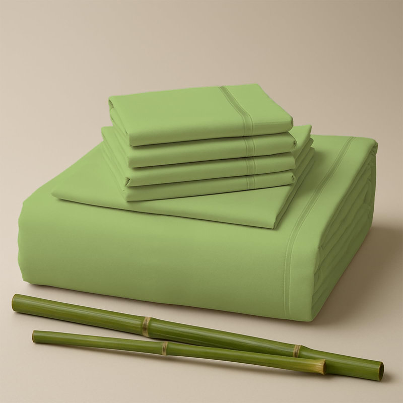 Premium Rayon From Bamboo Blend Sheet Set With Deep Pockets, Cooling and Breathable, Lime