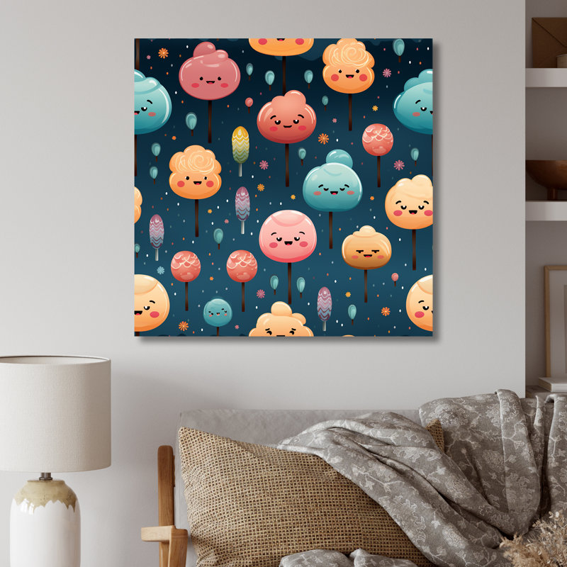 Lollipop Dream Pattern I - Food Donuts, art mural en métal, H 16 po x l 16 po x P 1 po