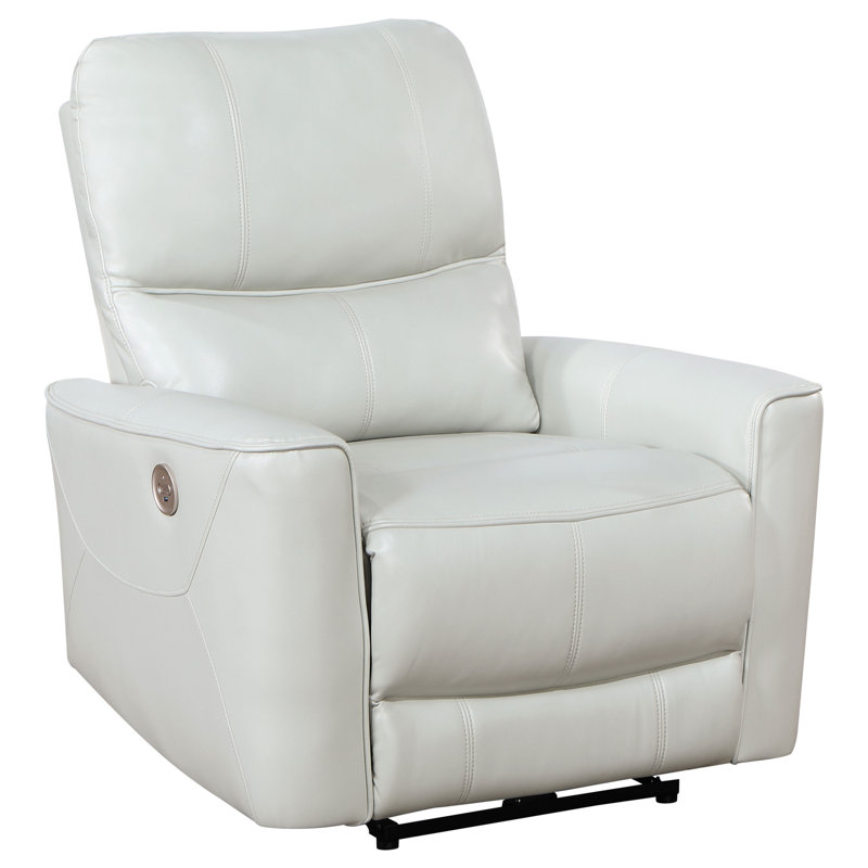 Rivkin Upholstered Power Recliner Chair Dove Grey, White Faux Leather