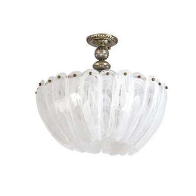 23.62" Minimalist Mid-Century Ripple Glass Pendant Light with Rust-Proof Iron Base – Warm Cozy Ambiance