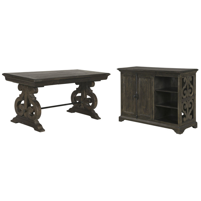 Bureau d'écriture avec support pour imprimante, 2 pièces: bureau, armoire de rangement