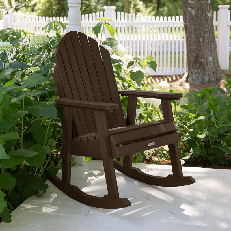 Hamilton Recycled Plastic Adirondack Rocking Chair, Weathered Acorn