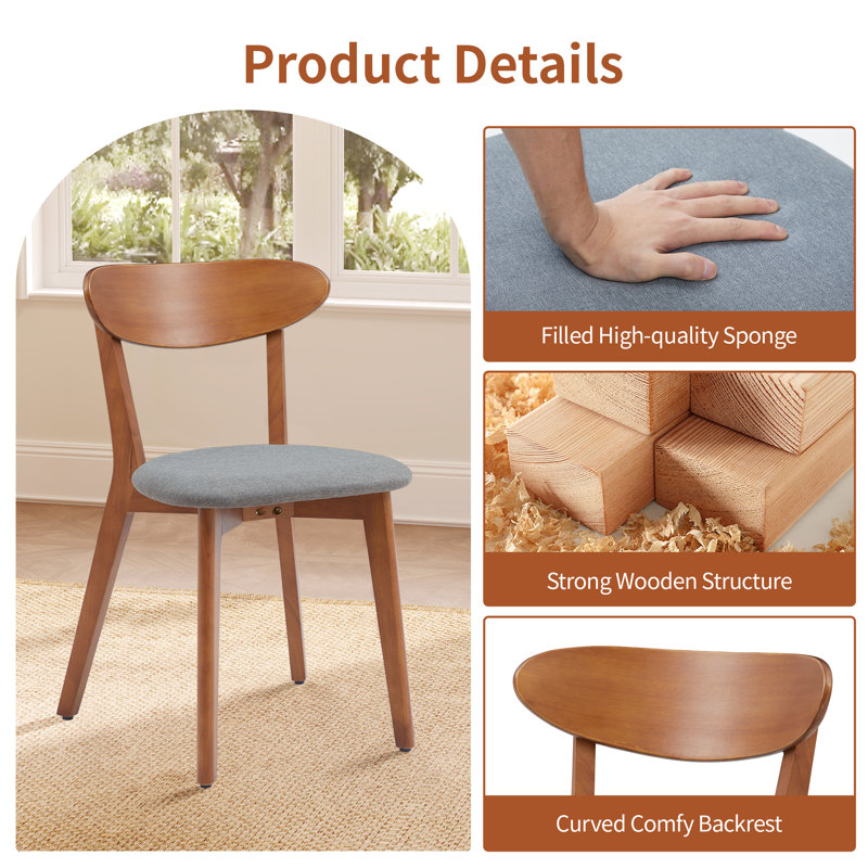 18'' H Upholstered Dining Side Chair, Walnut