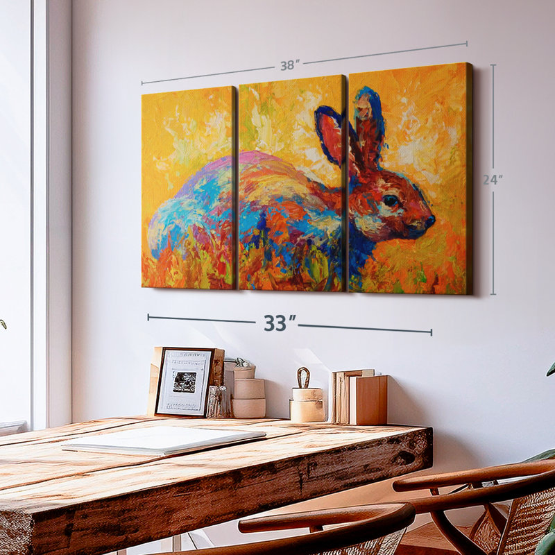 «Animal Rabbit Habit», reproduction sur toile, H 24 po x l 38 po x P 1,25 po