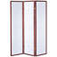 Paravent à 3 panneaux blanc et brun rouge pour une présentation polyvalente, tissu en bois d'hévéa, aspect multidimensionnel, utilisation de l'espace de 52 pouces de large, structure en bois, élégant