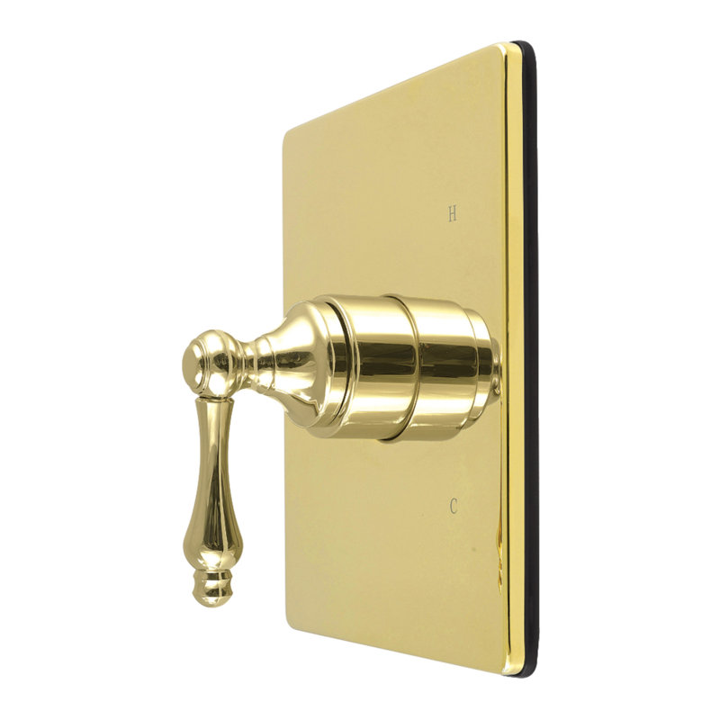 Kingston Brass Revival Single-Handle Pressure Balanced Tub and Shower Faucet Valve and Trim Kit, Polished Brass