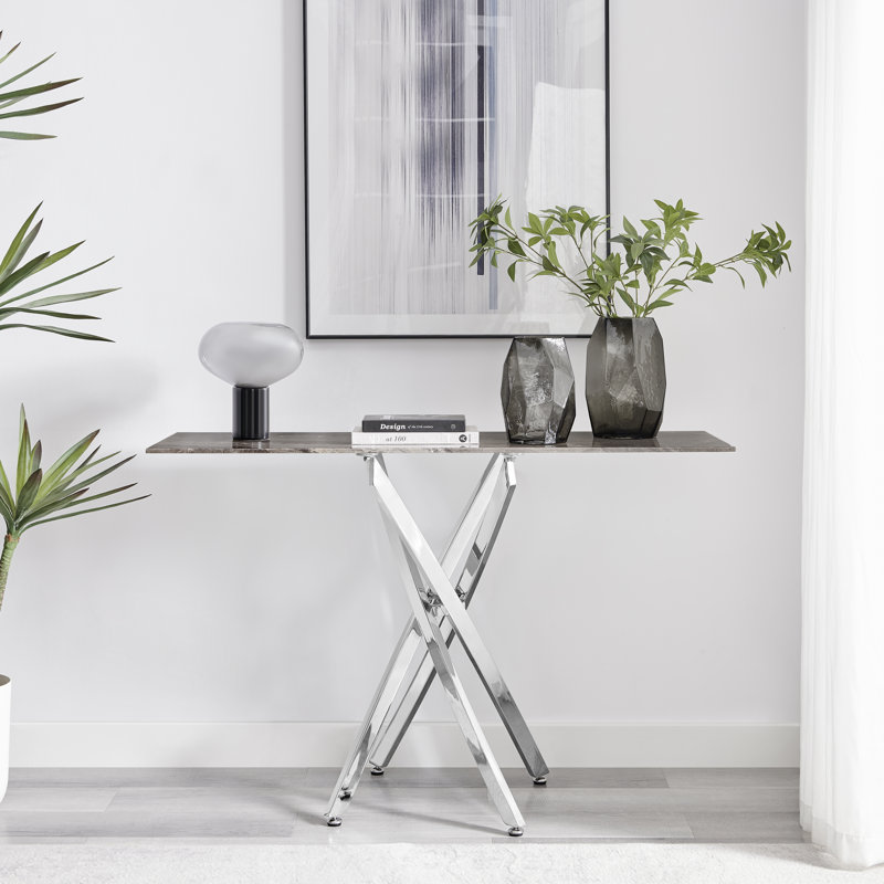 Console Atal Marble, Gris, Argent argent
