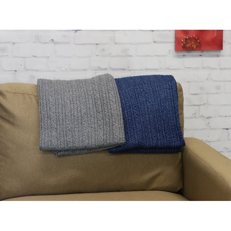 Knitted Throw Blanket, Gray