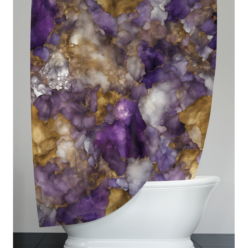 Rideau de douche en marbre Kailani, L 70 po x L 83 po, Gold Veined Agate