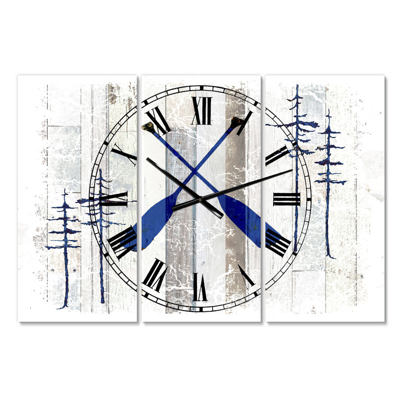 Horloge murale surdimensionnée 3 panneaux The Blue Moose - Oars