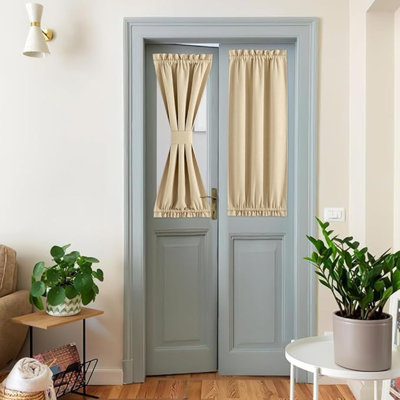 Rideaux à porte française pour petite fenêtre NICETown, court rideau latéral à passe-tringle, porte de cuisine à isolation thermique pour petite salle de bain, 1 panneau (avoine, 25 po x 40 po)