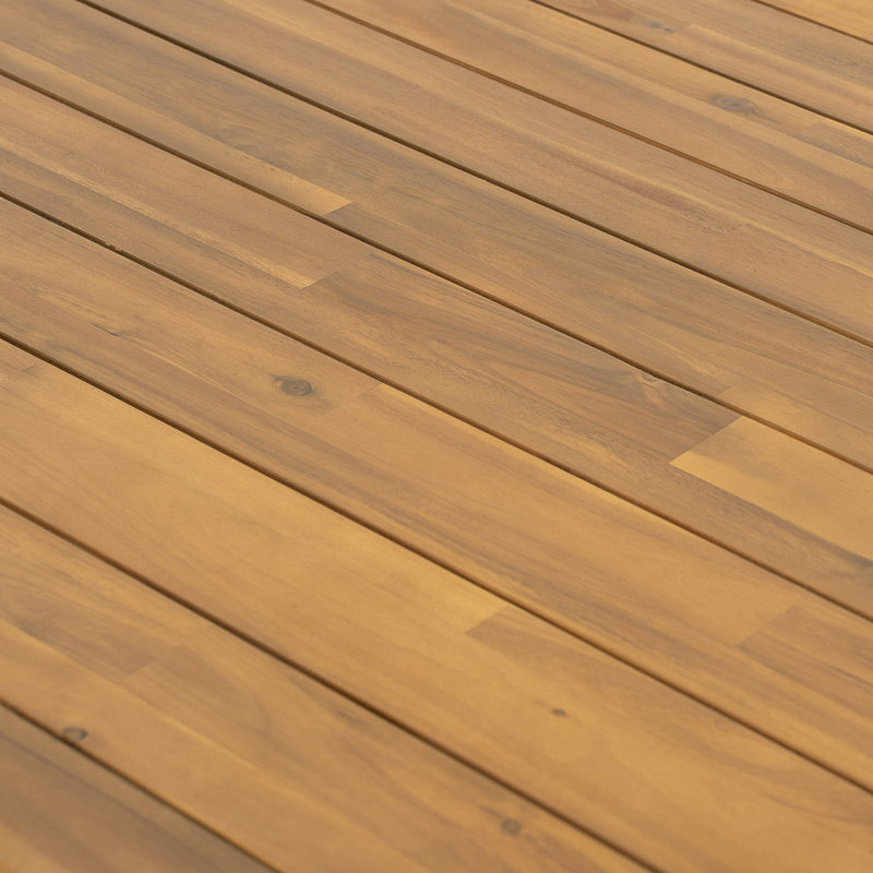 Tables de patio durables, 67 en bois d'acacia, repas d'extérieur moderne en lattes de teck