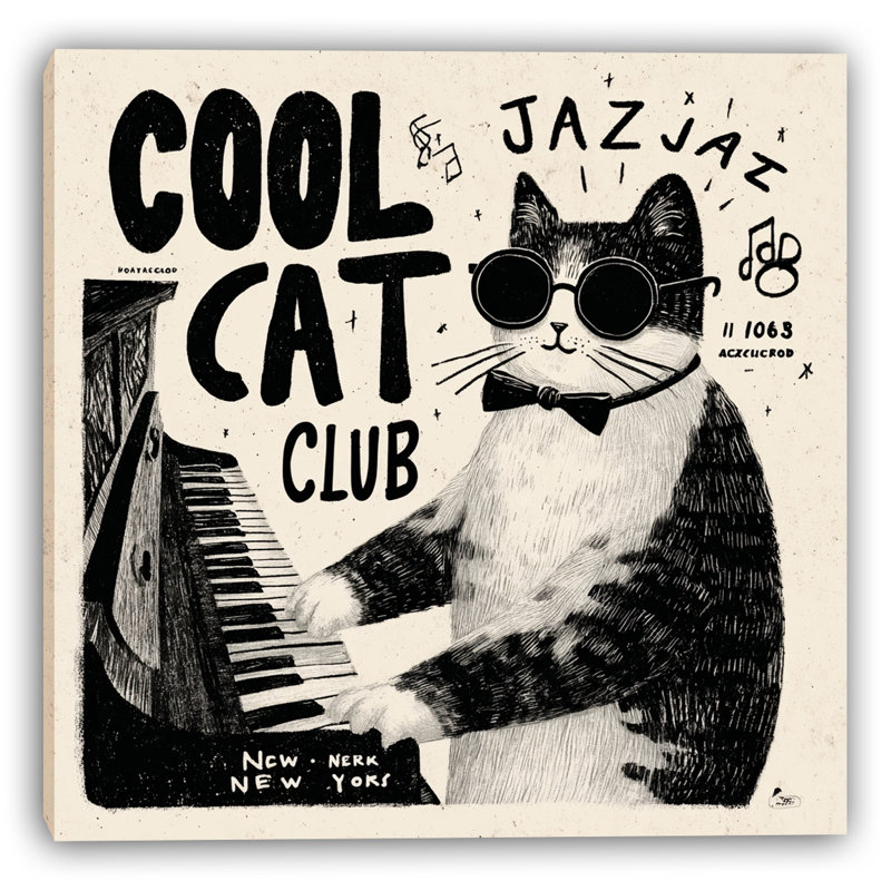 «Cool Cat Club», affiche sur toile tendue, H 20 po x l 20 po, 1