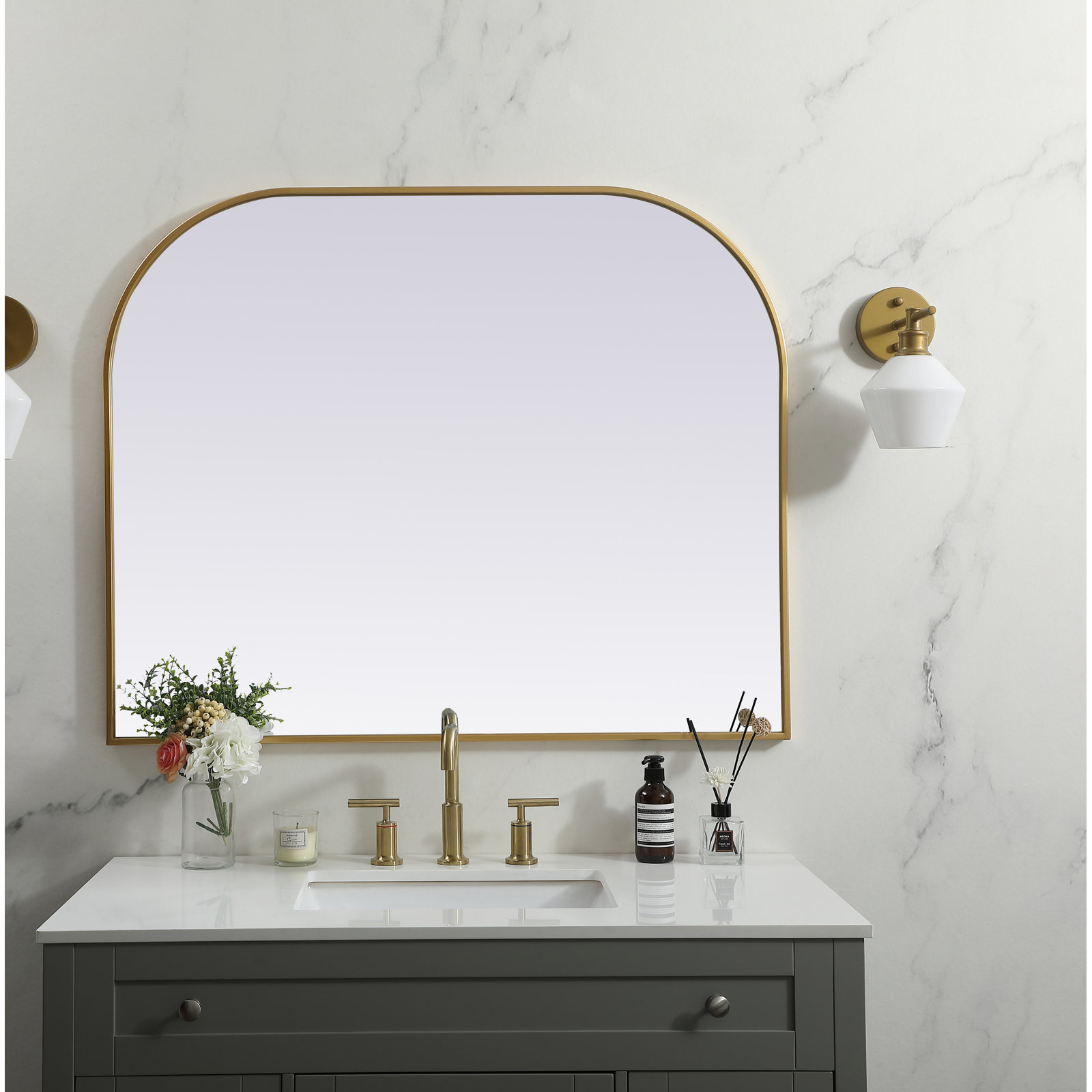 Sabine Accent Mirror, Brass, 34" x 42"
