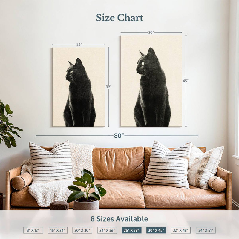 Chat noir Brampt beige, H 39 po x l 26 po