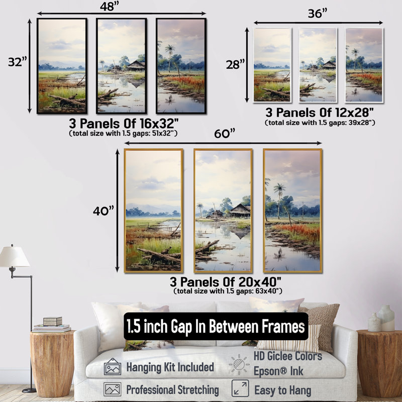 Indonésien sérénité, paysage tranquille - art mural Indonésie, Cadre flottant noir, H 40 po x l 61 po
