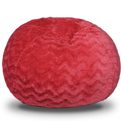 Fauteuil à billes rouge en fausse fourrure - 5 pi Et des sièges. Rempli de mousse viscoélastique déchiquetée. Housse lavable amovible. Idéal pour la détente dans la chambre à coucher. Fauteuil de 56 pi x 39 po, 50 lb et 5 pi. Confort extraordinaire pour adultes.
