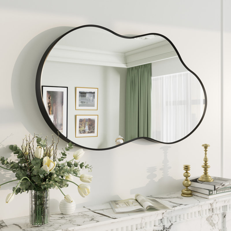 Miroir mural Amara, 40 po x 24 po, Noir mat