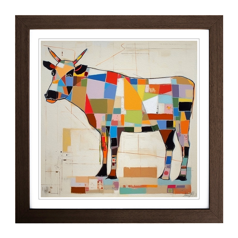 Cow Constructivism - Framed Print, Walnut