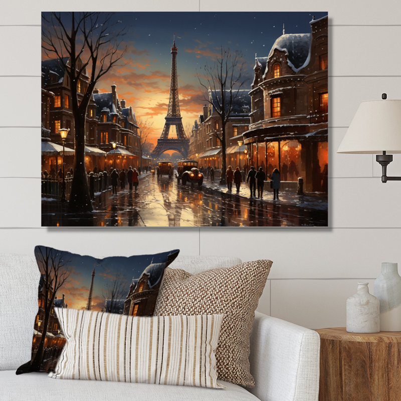 Paysage d'hiver Carnaval d'hiver - Décoration murale architecture, H 24 po x l 32 po x P 1 po, Toile tendue