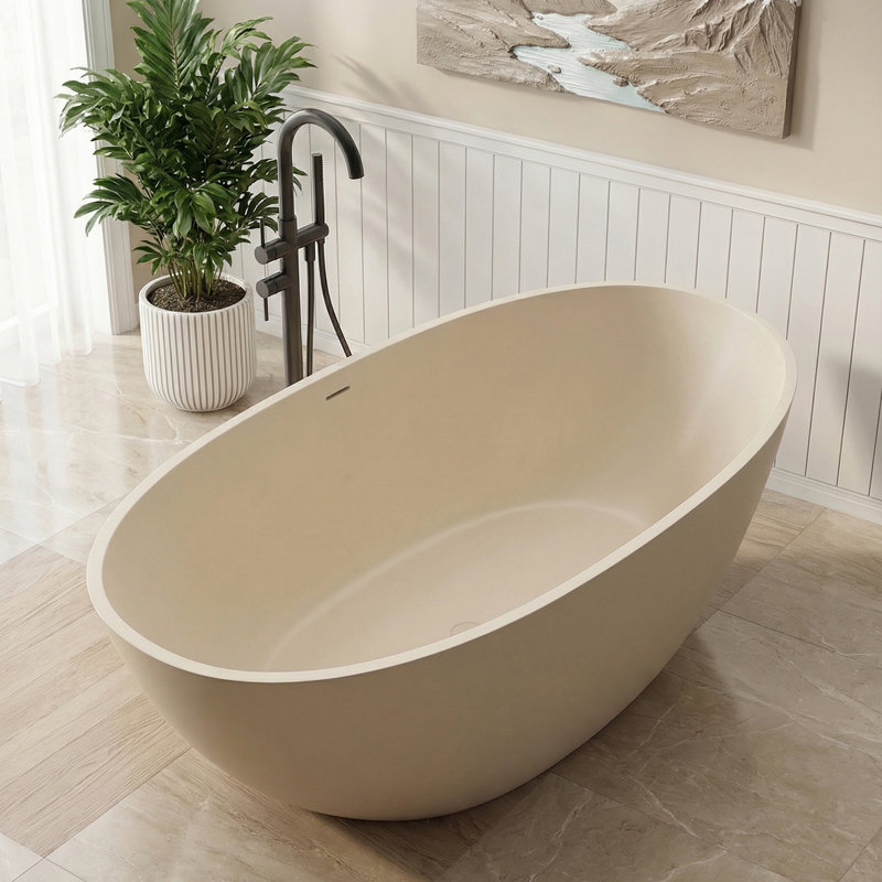 Baignoire autoportante Bisque, L 59 po x l 30,71 po x H 22,05 po