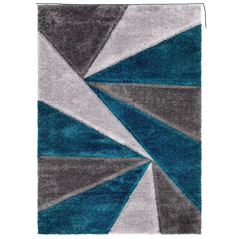 Geometric Shag Area Rug, Rectangle 80 x 150 cm