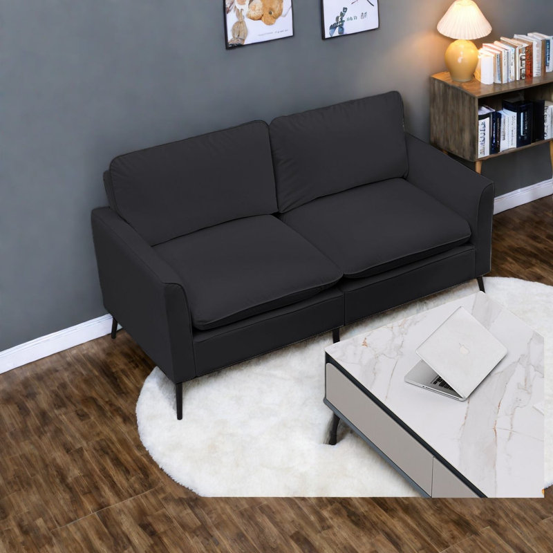 Canapés en cuir confortables, causeuse moderne compacte pour bureau à domicile