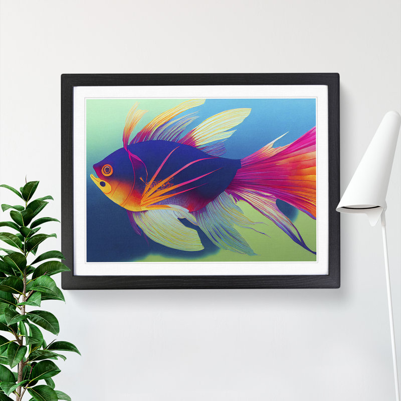 XH1022-3861X Fish Vol.3 1 Piece Single Picture Frame Wall Art, 25cm H x 34cm W x 2cm D, Black