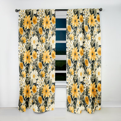 Retro Floral Revival Botanical Pattern - Botanical Curtain - Velvet Room darkening - 1 panel