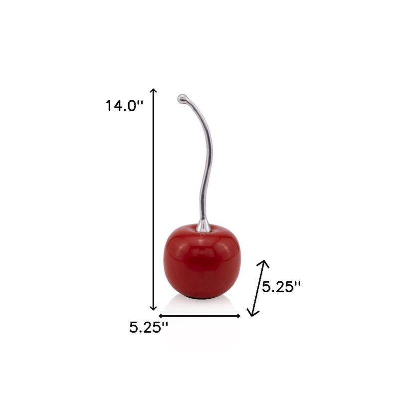 Ashtynn Red and Silver Aluminum Tabletop Sculpture, 14" H x 5.25" W x 5.25" D