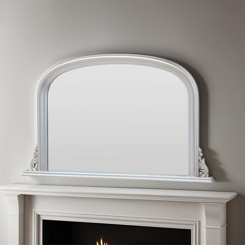 Overmantle Bainum Traditional Arched Mirror, Silver