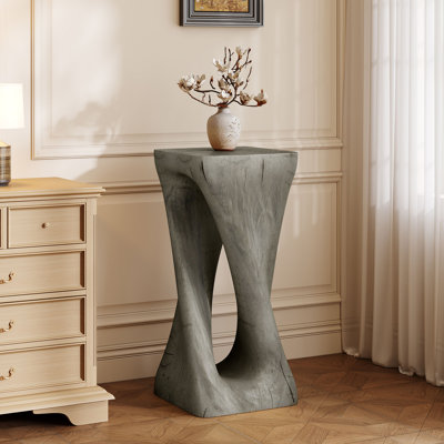 Table d'appoint d'extérieur, table de bout en forme de torsion, table d'appoint décorative, table de tabouret de jardin pour le balcon de la plage, côté piscine, béton léger, texture semblable au bois