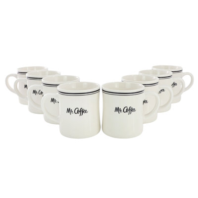 Mr. Coffee 8-Piece 15 Ounce White Mug Set