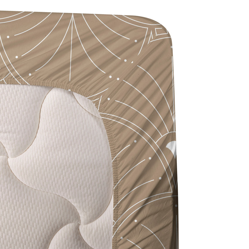 Microfiber Sheet Set, Twin Sheet Set with 1 Pillowcase, Pale Brown/White Geometric