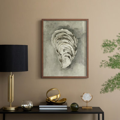 «Neutral Oyster Shell II», reproduction encadrée - bois massif